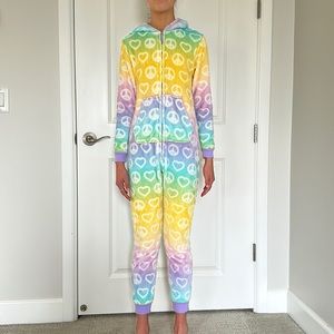 Pastel rainbow fleece onesie - Sz 10/12 More than Magic